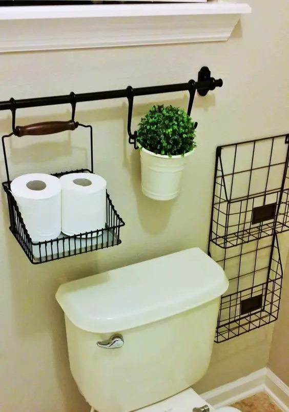 Small bathroom storage ideas | over toilet bathroom hack for more storage space in a small bathroom
