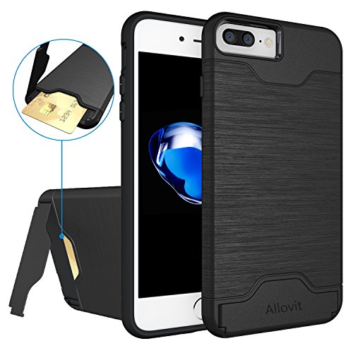 iPhone 7 Plus Case,Allovit [Kickstand] [Heavy Duty] [Hard PC + Soft TPU] Dual Layer Shock Protective Wallet Case for iPhone 7 Plus 5.5
