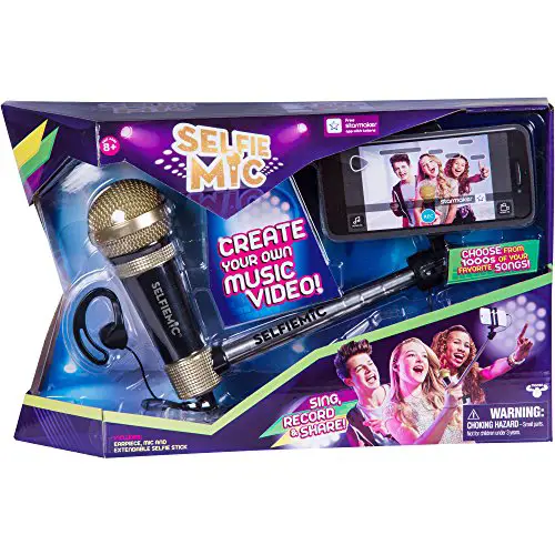SelfieMic with Adjustable Selfie Stick With Working Microphone, Earpiece and Free App