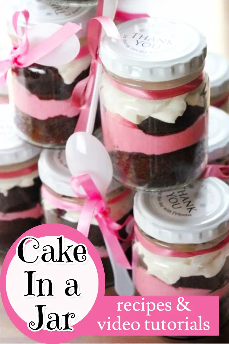 CAKE IN A JAR: Cake in a jar recipes and video instructions.  How to make cake in a jar - LOTS of easy recipes and videos