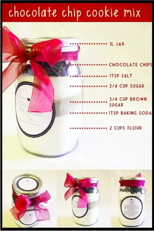 Mason Jar Christmas Gifts and Crafts - Easy Mason Jar Christmas Gift Ideas for Homemade Holiday Gifts for Neighbors, teachers, friends, co-workers and family. Easy DIY Christmas mason jars and Christmas mason jar decorating ideas - how to decorate mason jars for Christmas gifts - DIY Mason Jar Gifts and Cute Mason Jar Ideas For Christmas Presents - Mason Jar Chocolate Chip Cookie Mix in a Jar