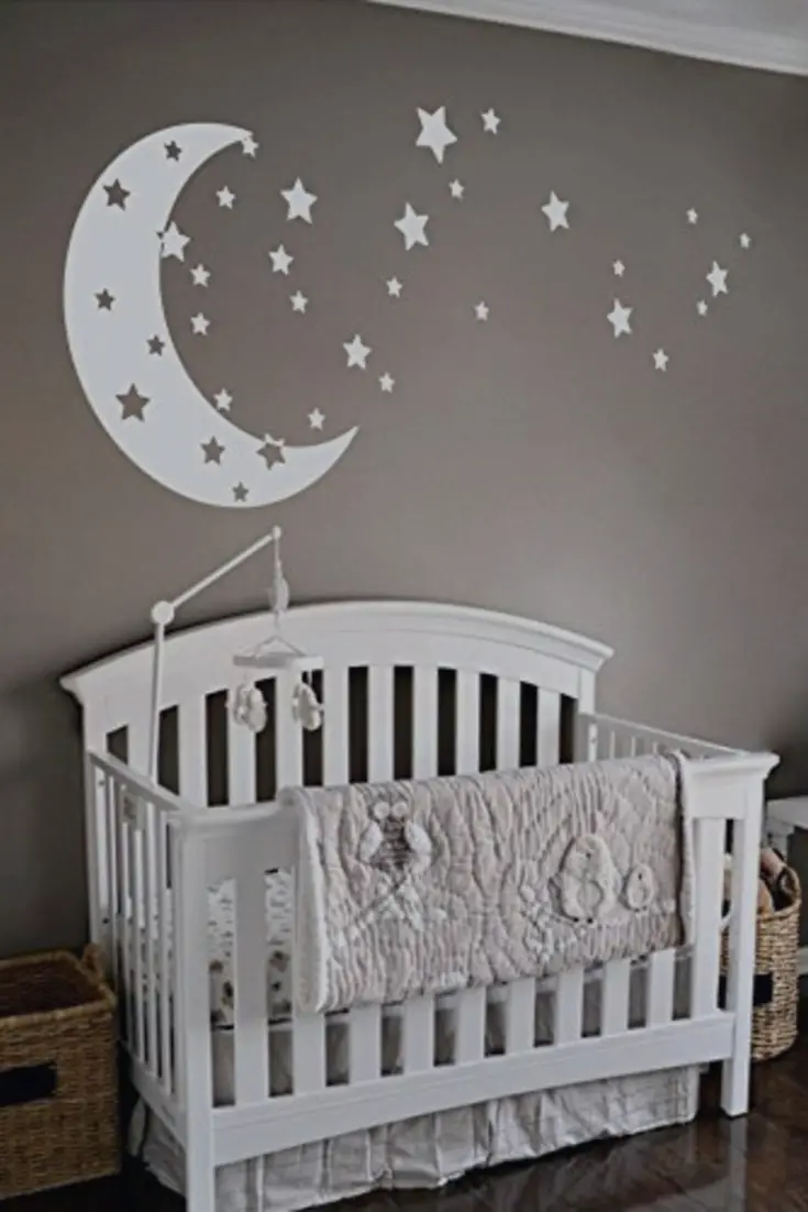 Moon and stars neutral baby nursery theme idea - baby boy nursery theme - love you to the moon and back!