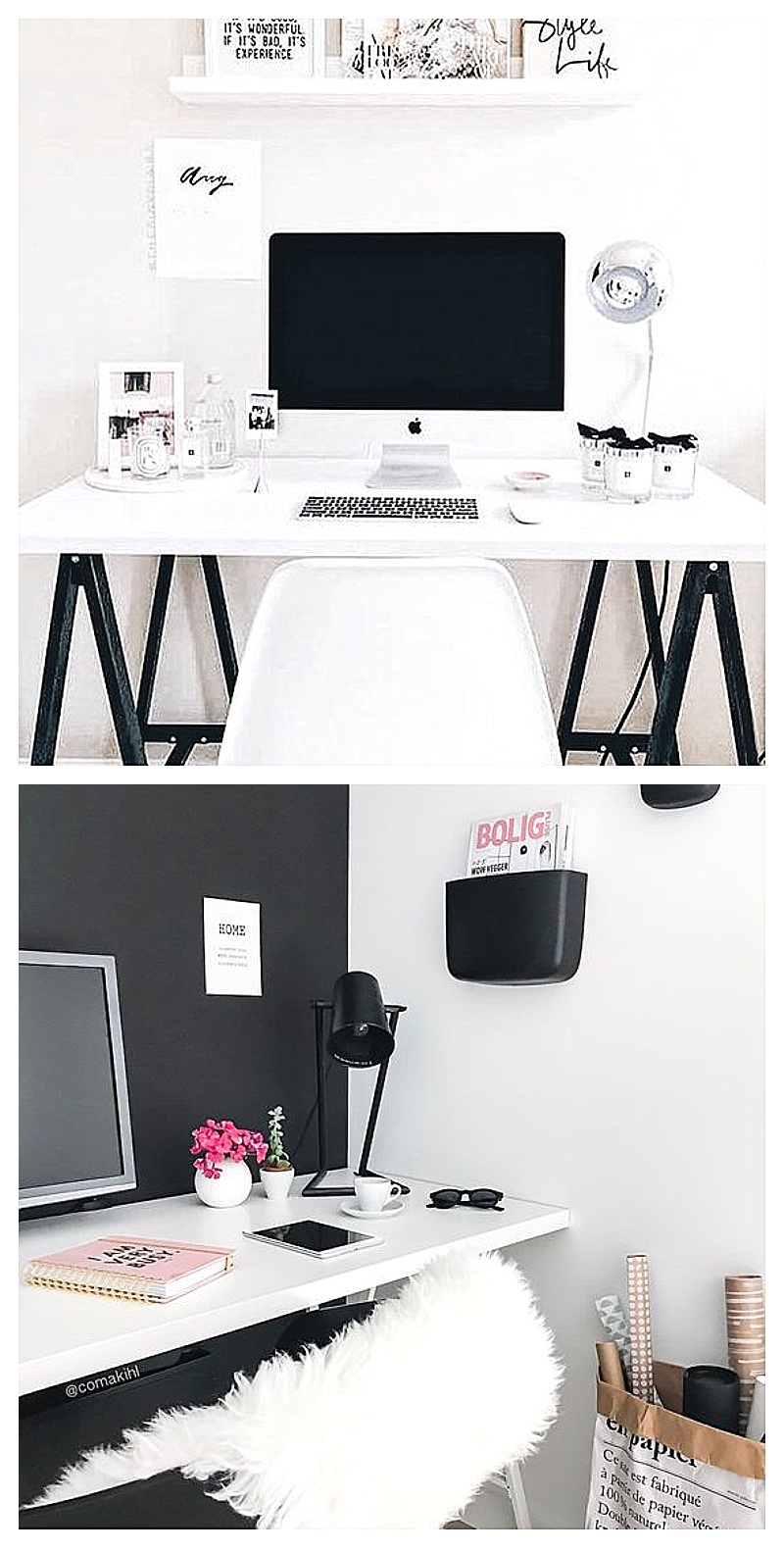 Home office ideas - beautiful home office decor , design and decorating ideas - beautiful feminine home office work space ideas for women and smart SMALL home office design and set up ideas for your home.  If you work from home, you'll love these home office ideas.