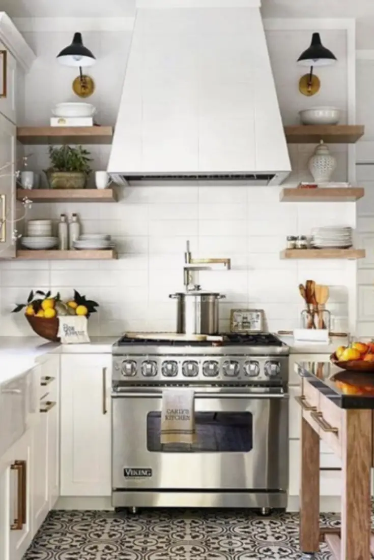 Subway tile idea for a small kitchen.  The bright white subway tiles really brighten up this small kitchen area!