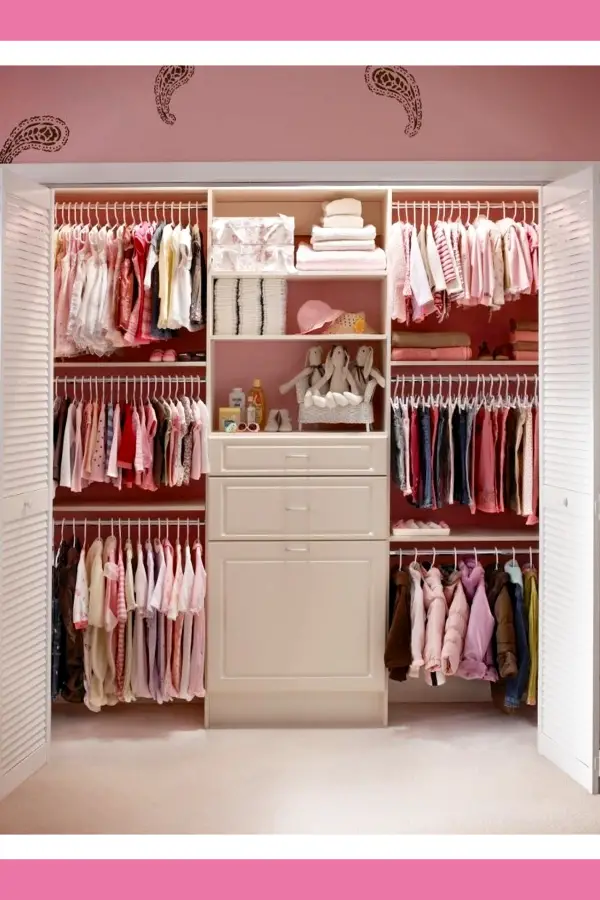 LOTS of Nursery Closet Ideas! This one is the Ultimate Nursery Closet for Baby Girl!  Lots of organizing options