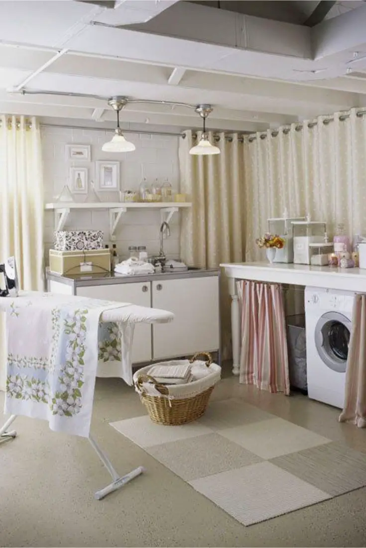 Laundry Nook Ideas - Basement Laundry Rooms - Basement Laundry Area - DIY Basement Laundry Nook