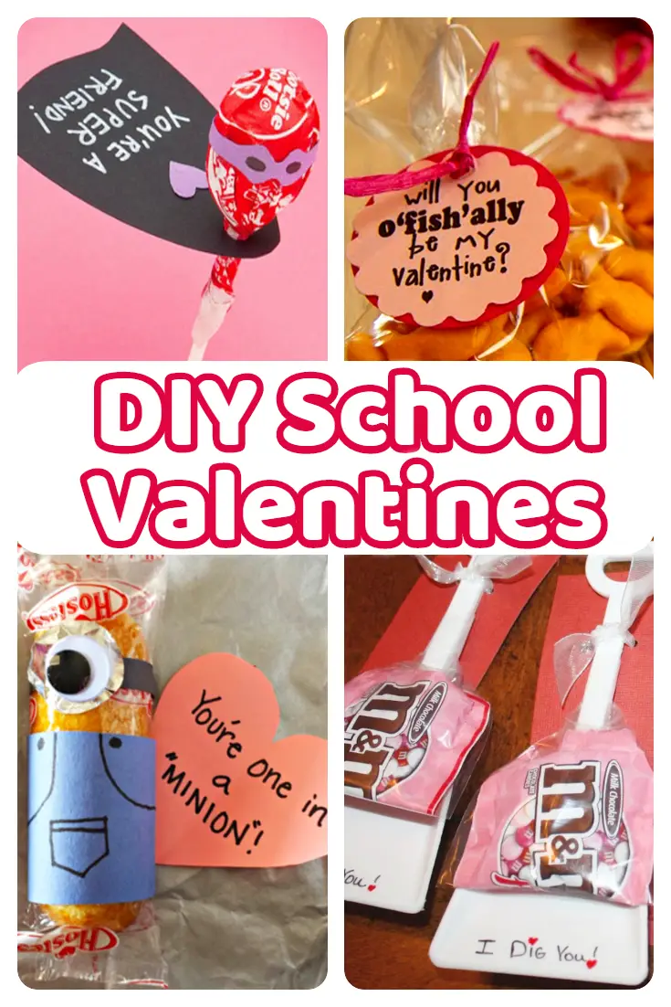 DIY School Valentines - cute ideas for the classroom, for teachers, for other students - cute treats and DIY valentines Day cards for the class for kids to make - Valentines Day crafts and DIY Valentine cards for kids  style=