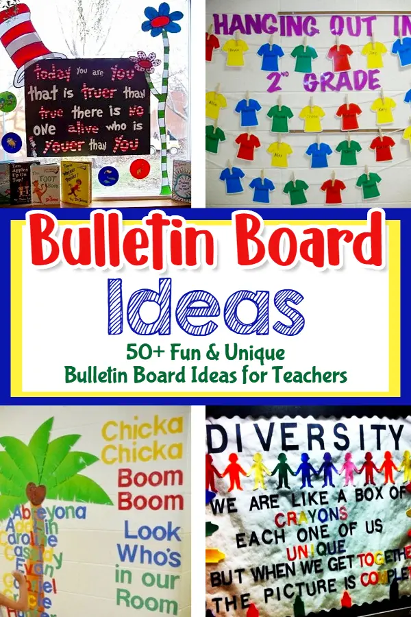 UNIQUE Bulletin Board Ideas for Teachers - fun and CLEVER bulletin board ideas for middle school, High School, Middle School, Kindergarten through Middle School - even for Preschool (PreK), Day Care, and Sunday School too.  Super cute bulletin boards for Back To School and ALL Holidays for your display board decorations.