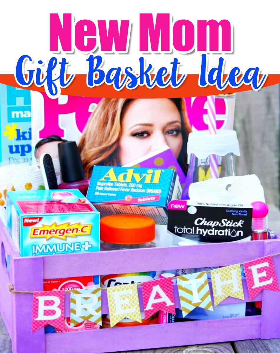 Baby shower gifts for mom that are NOT baby gifts!  Cute new mom survival gift basket - cheap and easy DIY baby shower gift basket