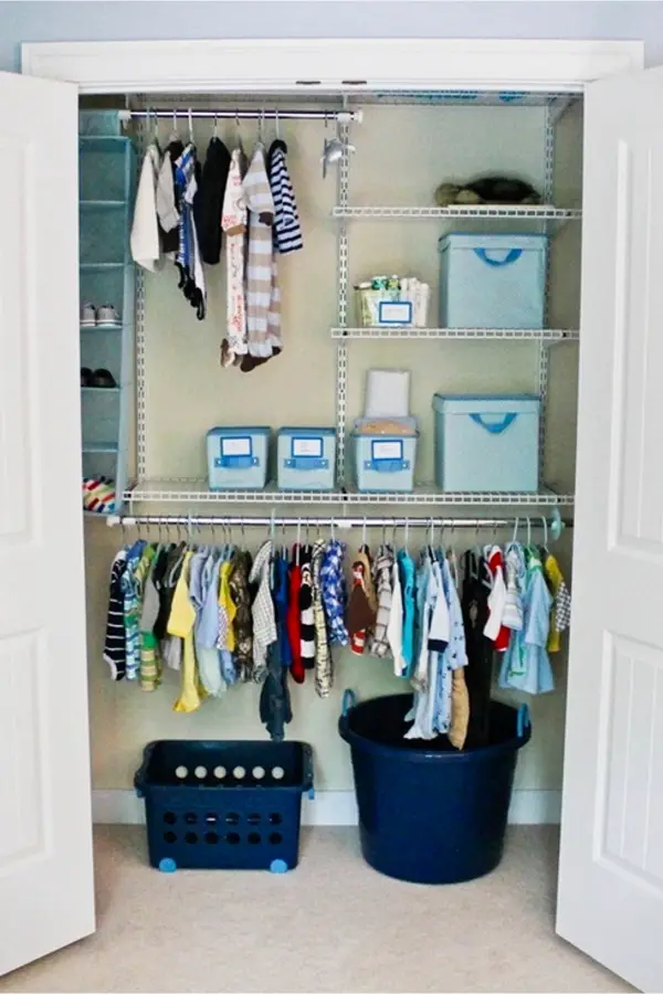Perfect baby boy nursery closet layout and organizing idea!