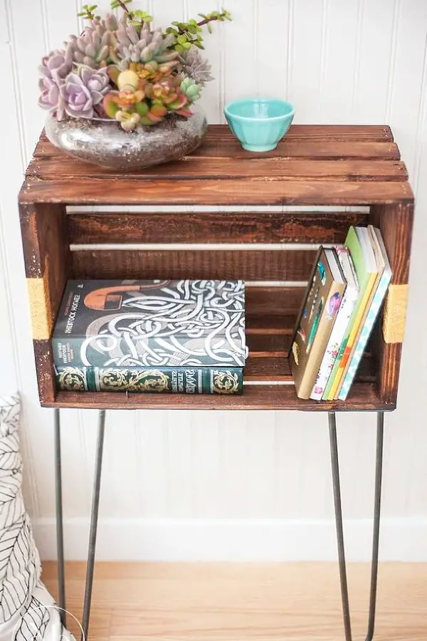 DIY crate nightstand or end table - love all these DIY crate furniture ideas and pictures!