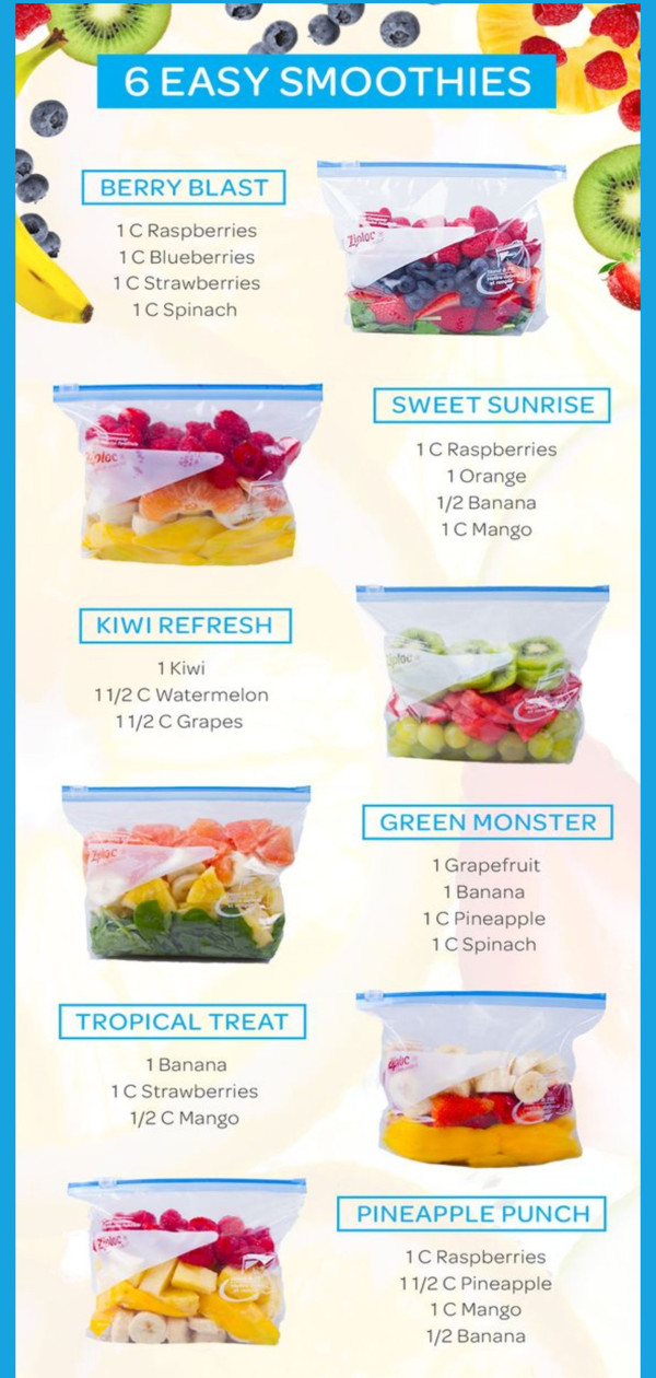 Easy smoothie recipes - make ahead smoothie packs you can put in the freezer