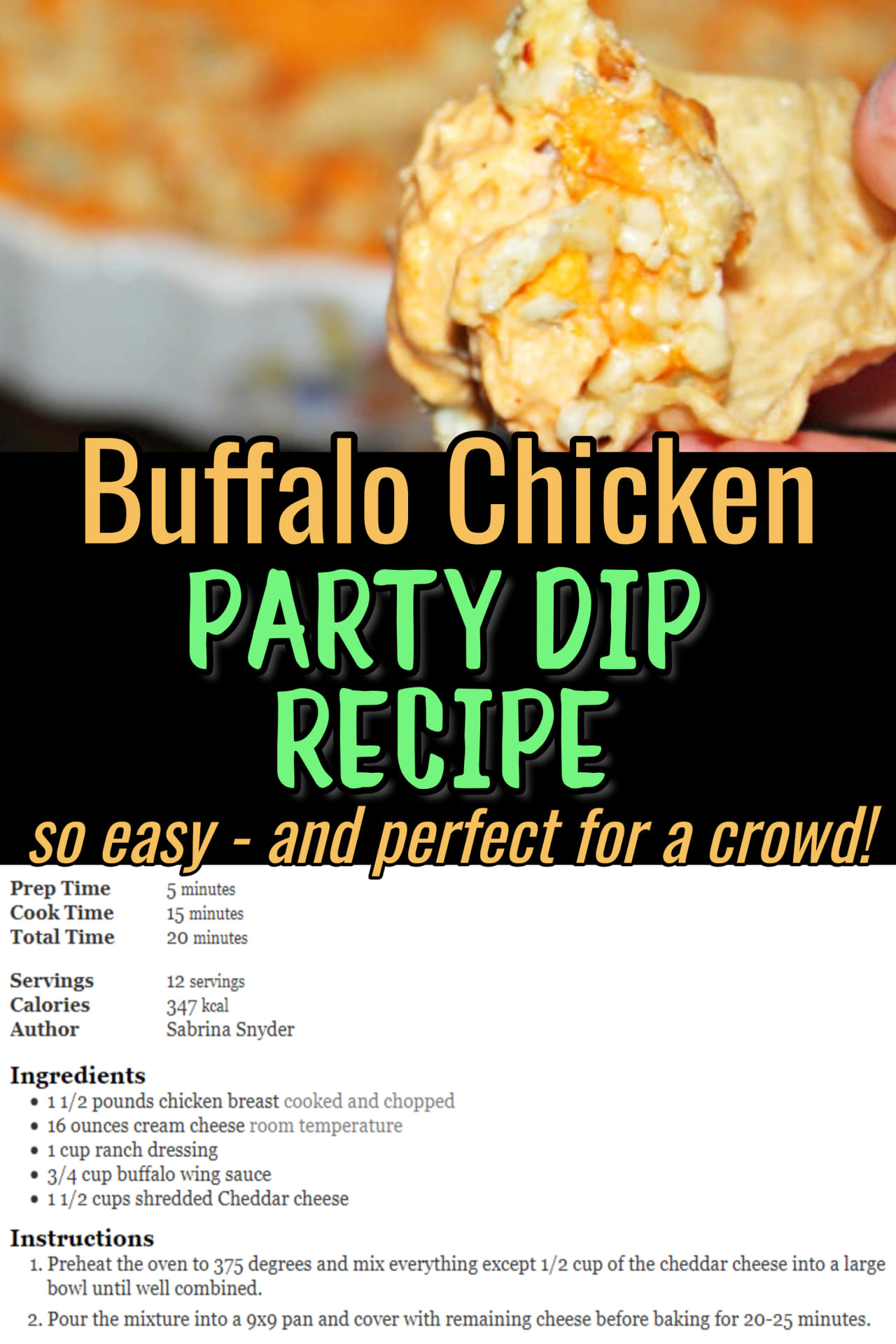 easy Buffalo chicken dip recipe
