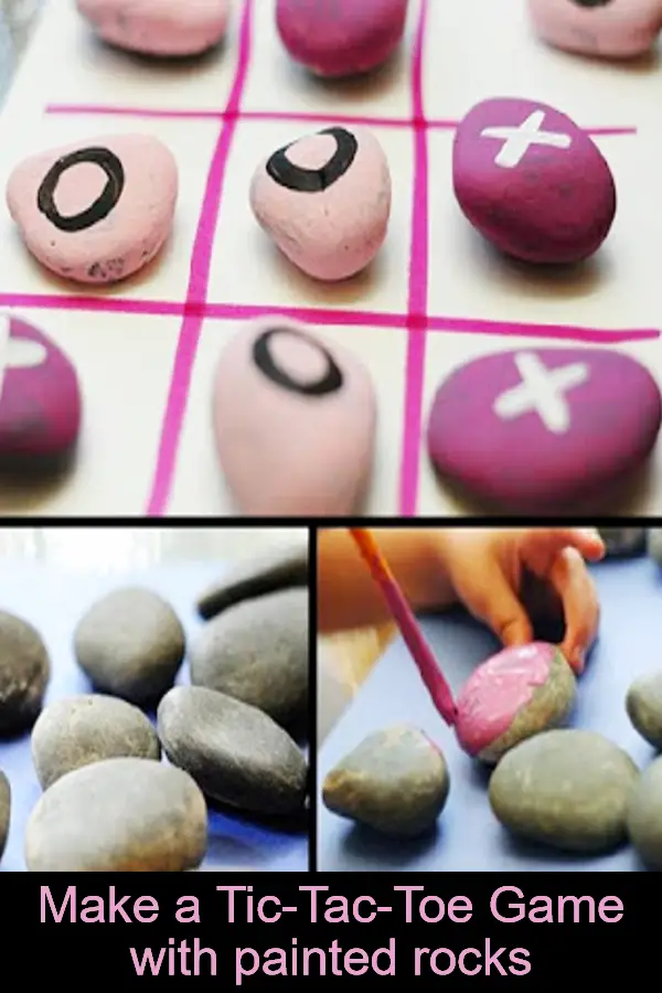 Fun Summer Project for Kids - make a tic tac toe board with painted rocks - See more summer crafts and activities on this page