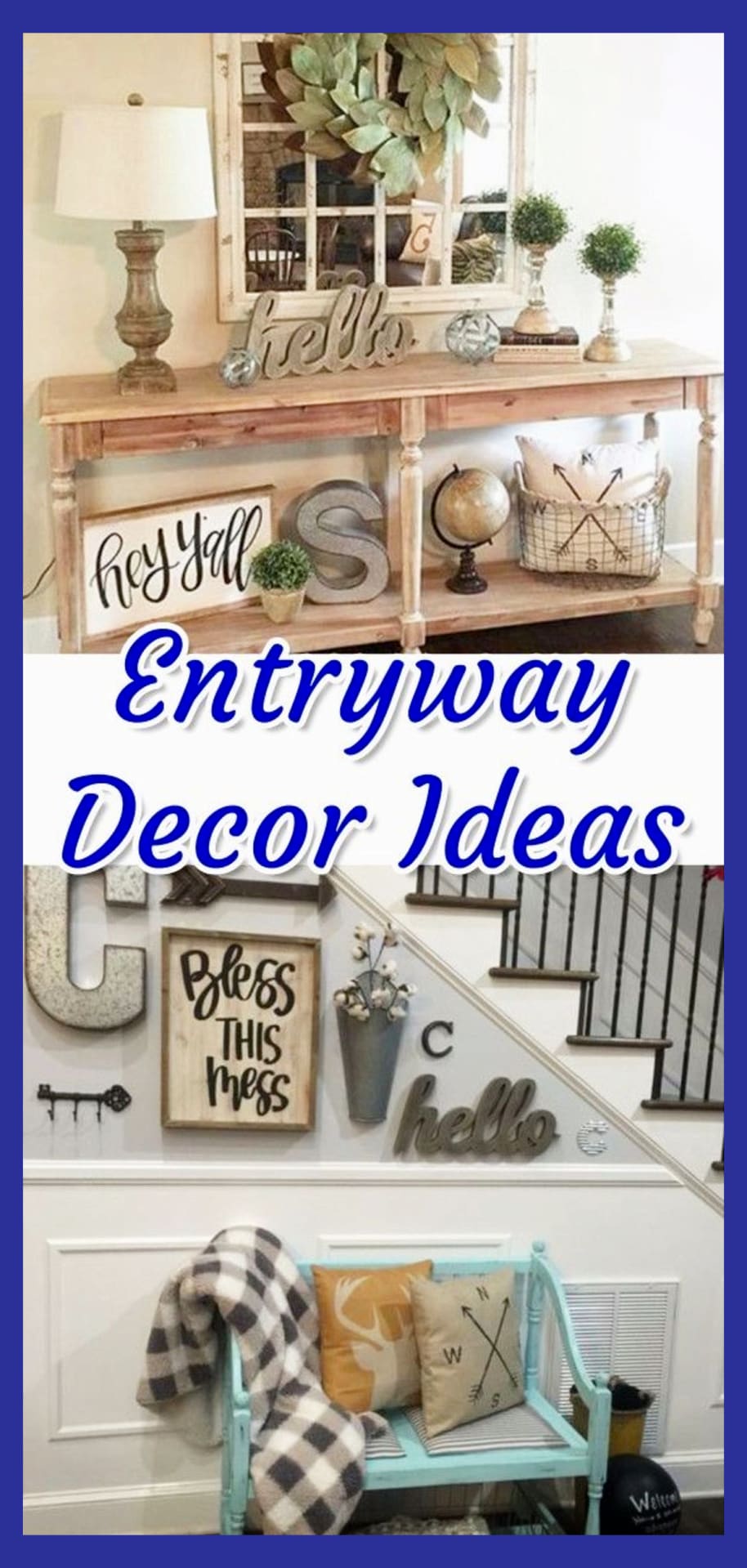 Foyer Decorating Ideas - Entryway decor ideas for a small foyer or apartment entryway.  Entryway benches, DIY entryway ideas, rustic, farmhouse entryway and foyer decorating pictures.
