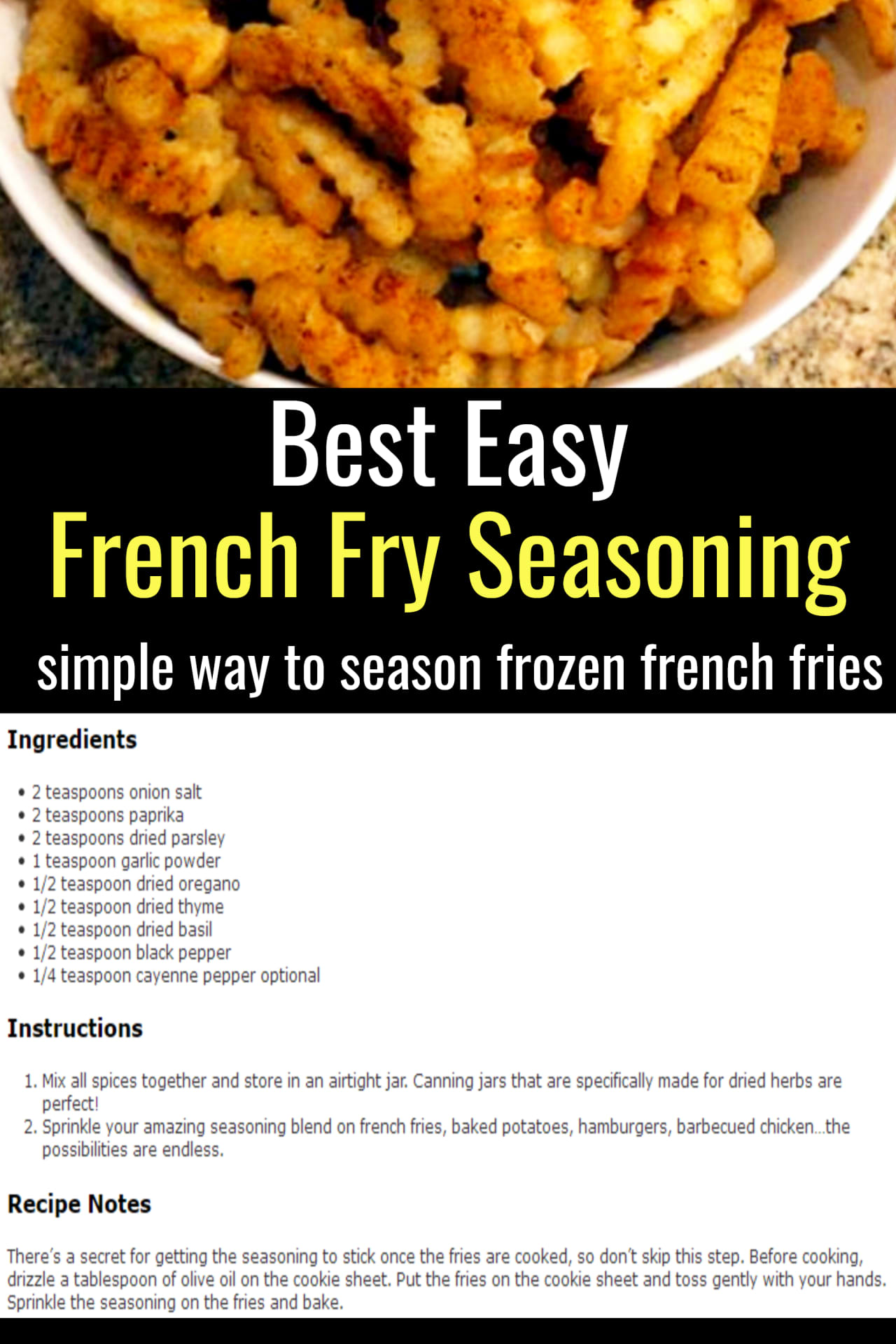 best easy french fry seasoning - recipe ideas for the family with picky eater kids