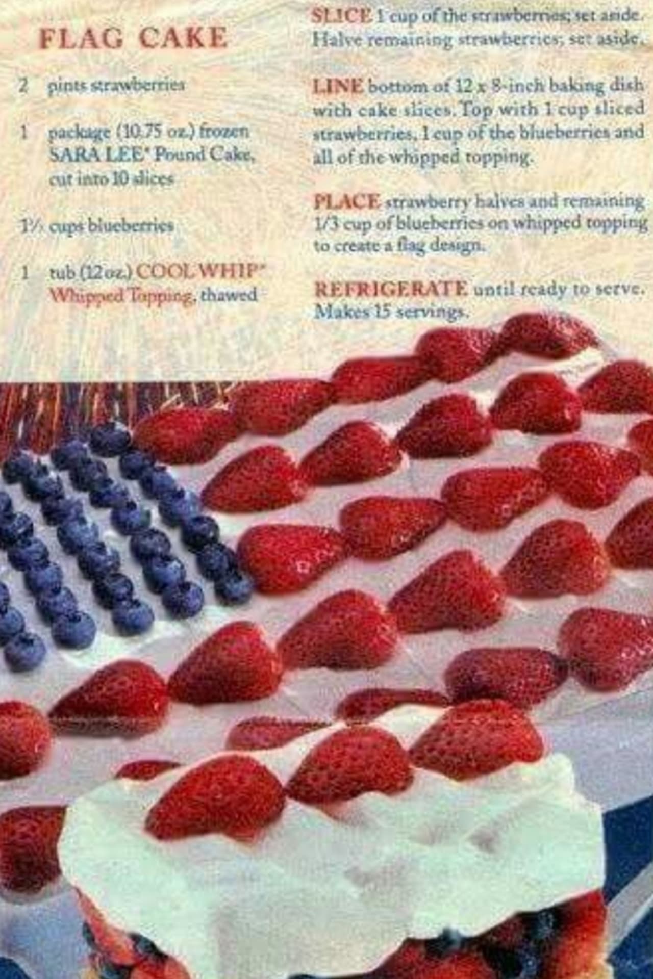 no bake flag cake recipe for 4th of July or memorial day