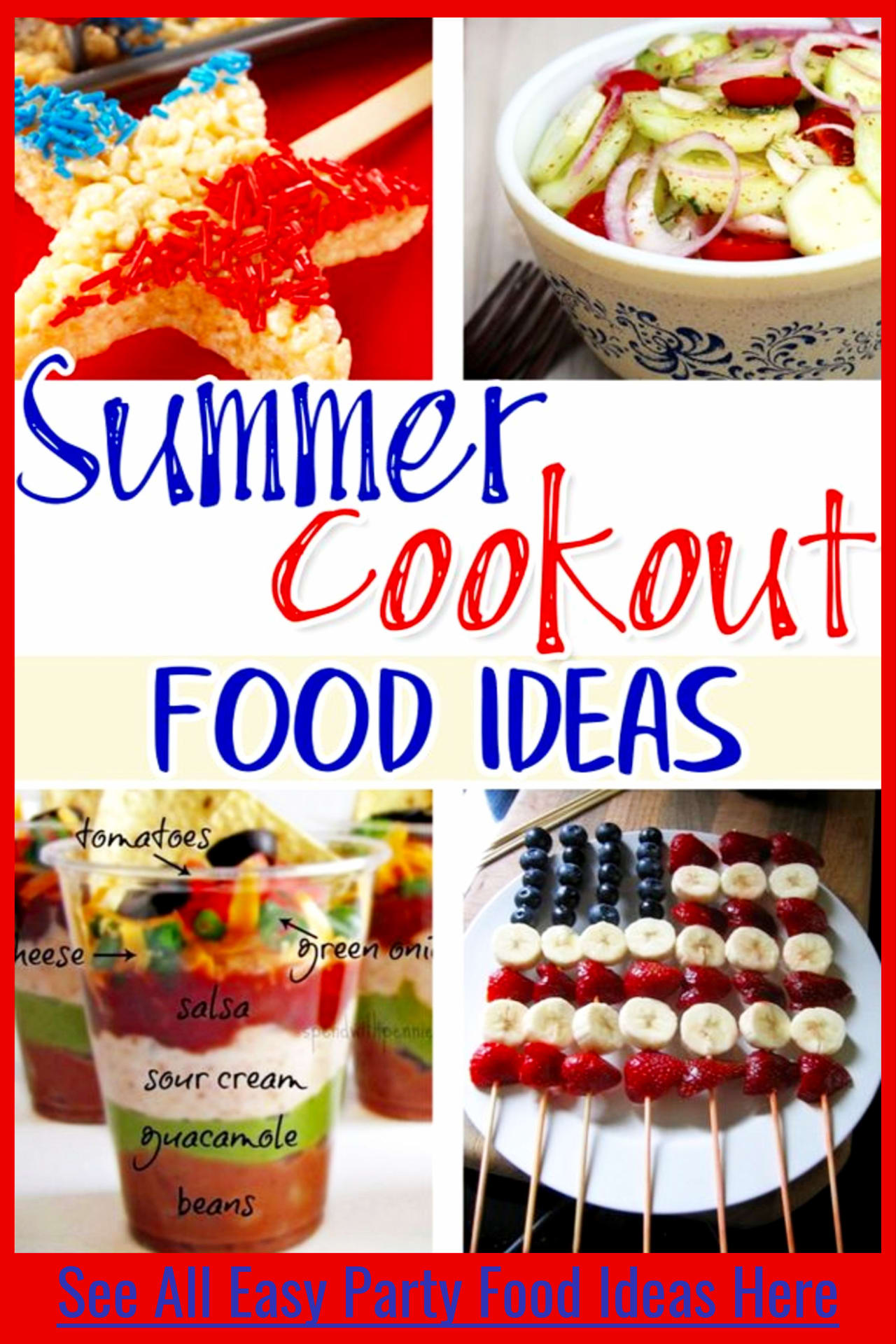 4th of July potluck party food ideas for a crowd - easy backyard cookout food ideas for a 4th of July party, picnic or any outdoor summer party