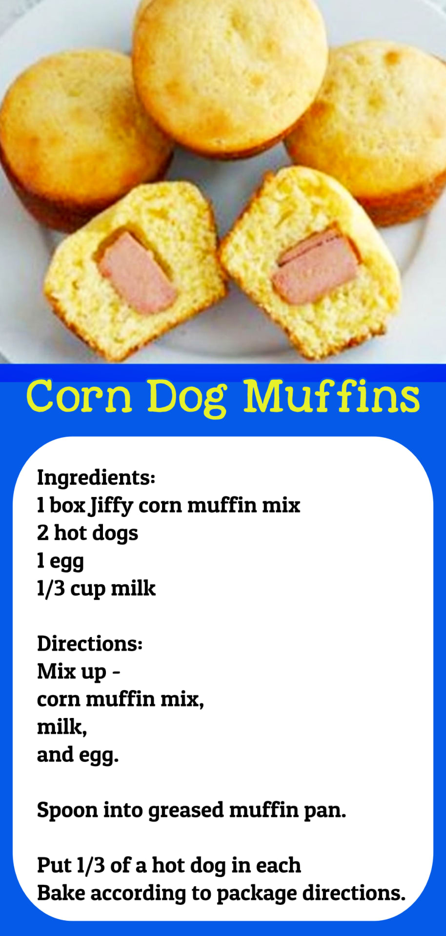 Fun & easy recipes for kids to make and for kids to cook - easy corn dog muffins recipes for kids and picky eaters