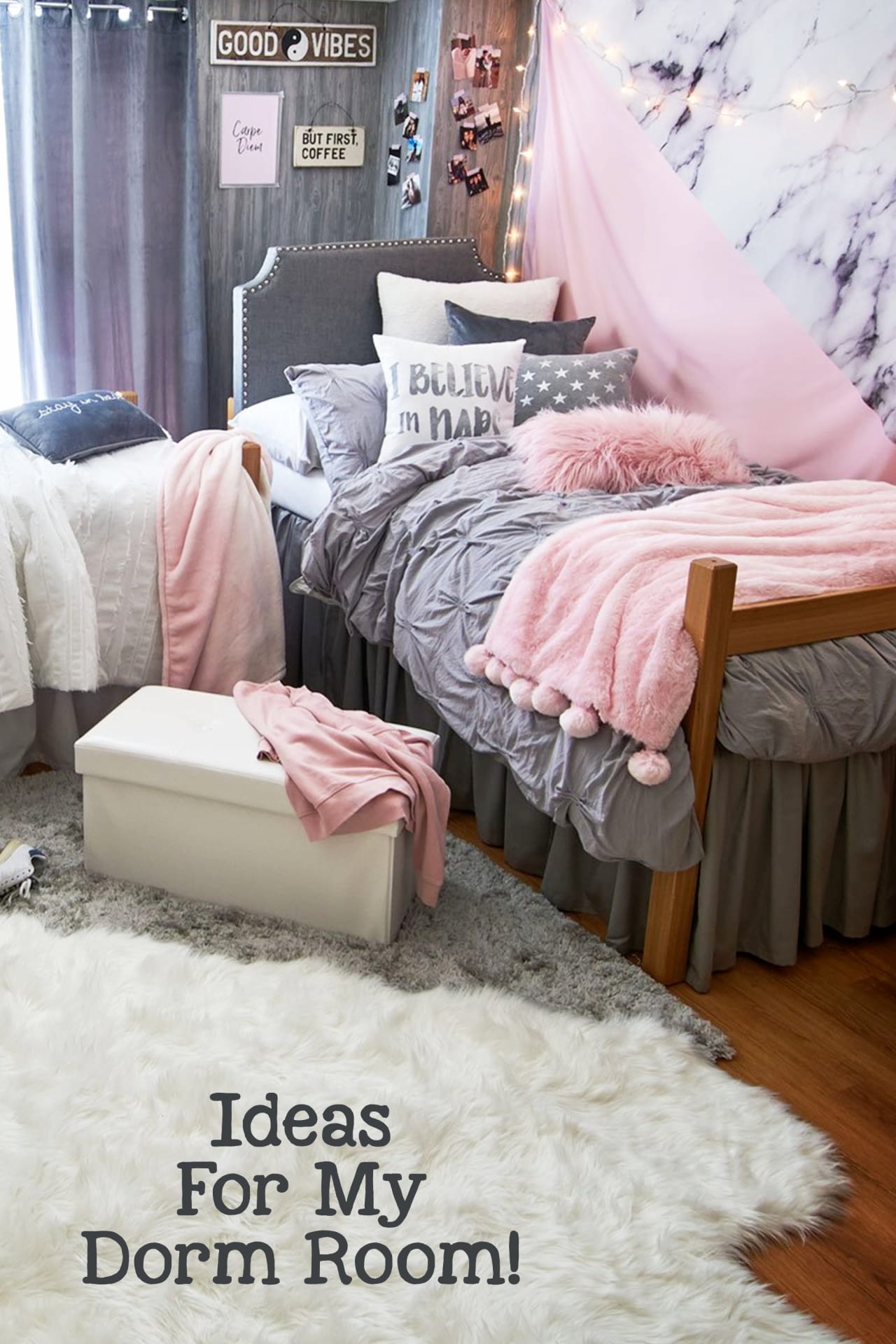 Dorm Room Ideas!  Dorm room decorating ideas for college roomates - cute matching dorm bedding ideas