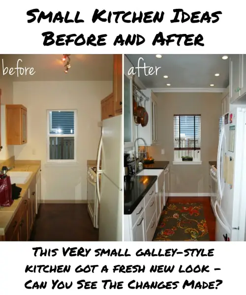 Small Kitchen Ideas - Before and AFTER - this very small kitchen had a complete makeover all on a budget!