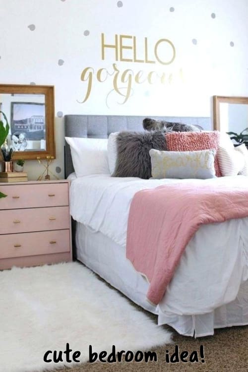 Cute Bedroom!  I love super cute bedroom ideas like this since I'm decorating on a budget!