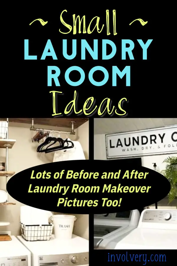 Tiny Laundry Room? Look at these very small laundry room ideas for an inexpensive laundry room update - before after pictures too