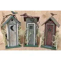 Rustic Primitive Country Tin Outhouse Nightlight