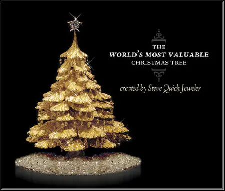 fake Christmas tree made of real gold and diamonds