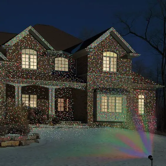 Outdoor Christmas lighting projector - animated LED laser lights on your house.