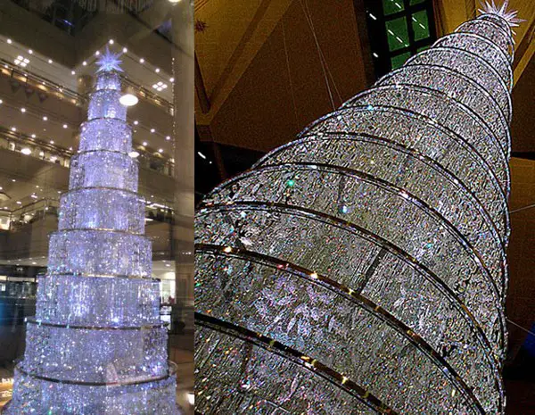 HUGE Fake Christmas tree decorated with crystals