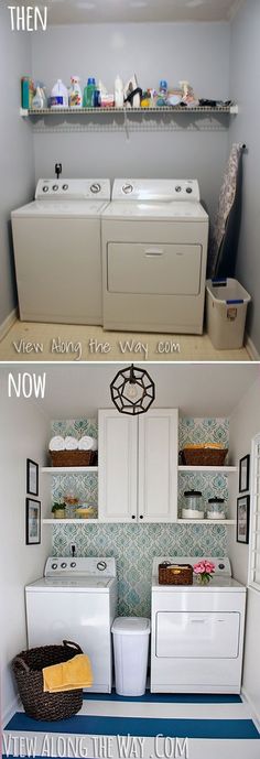 Tiny Laundry Room Layout - Before and After make-over of this small laundry room.