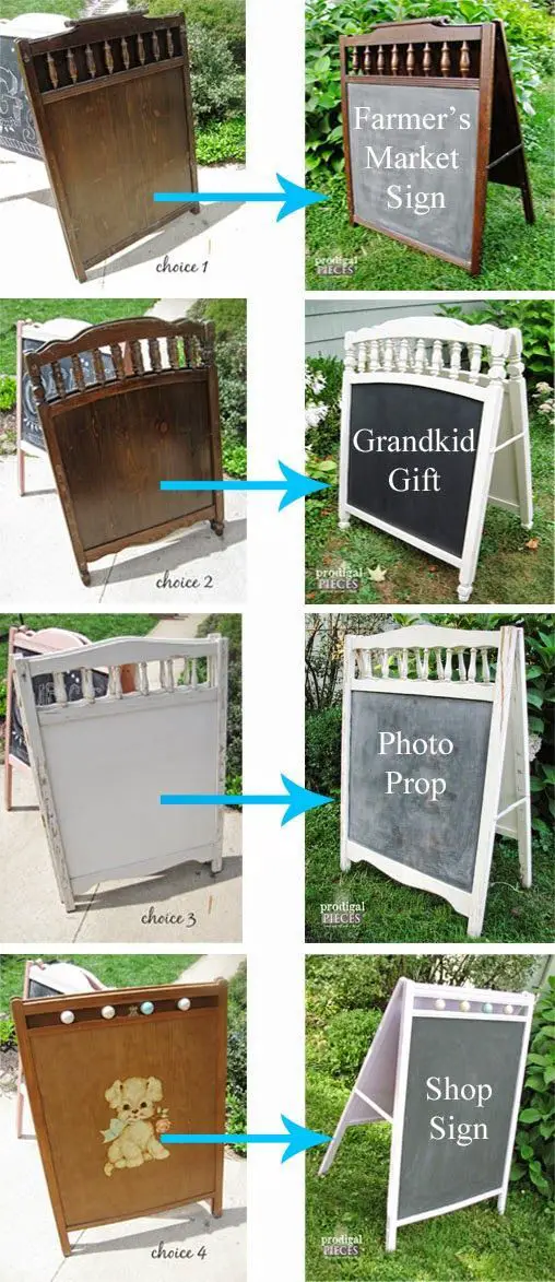 Upcycle your old baby crib into a chalkboard sign 