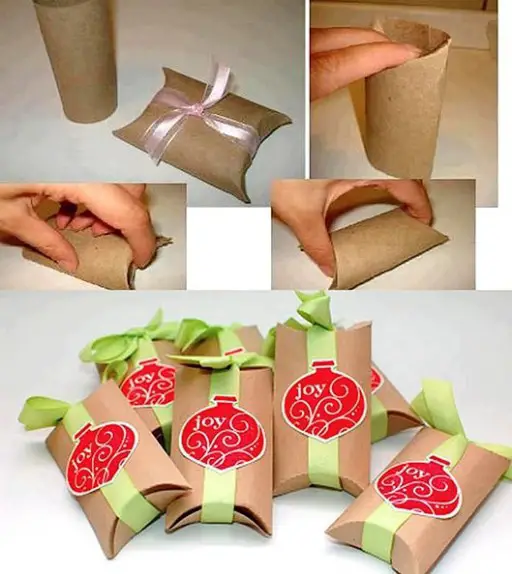 SMART cheap and EASY DIY idea - use old toilet paper rolls as gift holders!  Smart and really cute!
