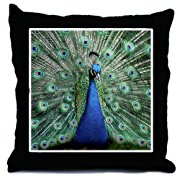 Throw Pillow Peacock with Beautiful Plumage (Feathers)