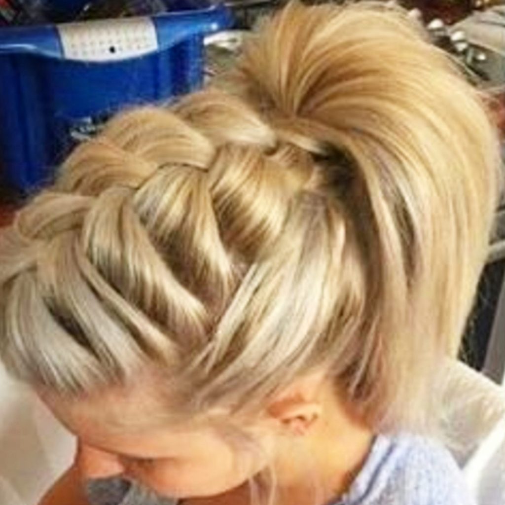 High poofy ponytail hairstyles with french braids