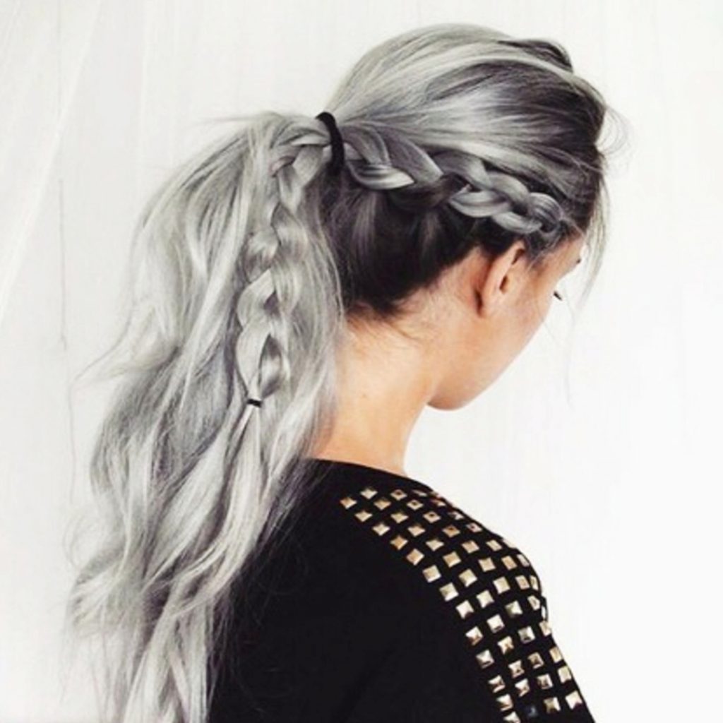 Braided ponytail hairstyles - LOVE this hair color too!