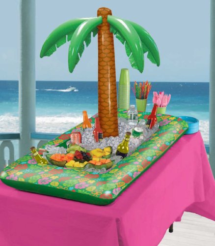 Amscan Party Perfect Hawaiian Luau Inflatable Palm Tree Buffet Cooler, Multi Color, 4 Feet