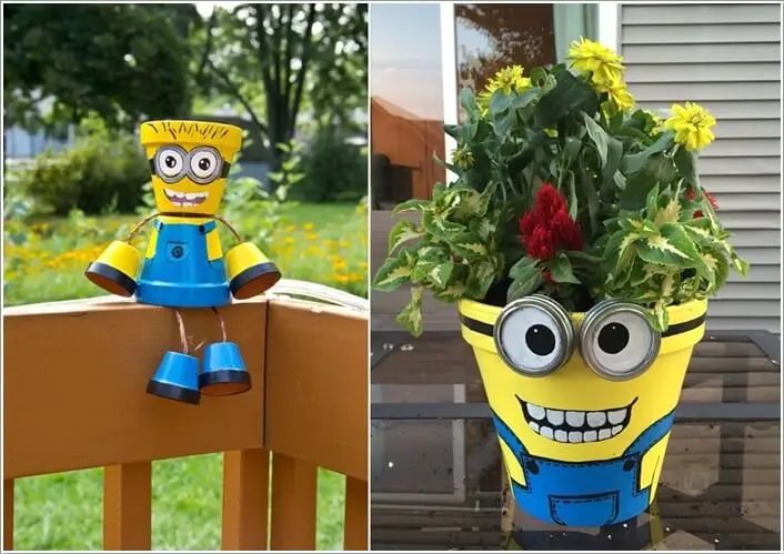 DIY Minion Terra Cotta Flower Pots - How to paint Minion characters from the movie on terra cotta flower pots. Great craft idea for kids