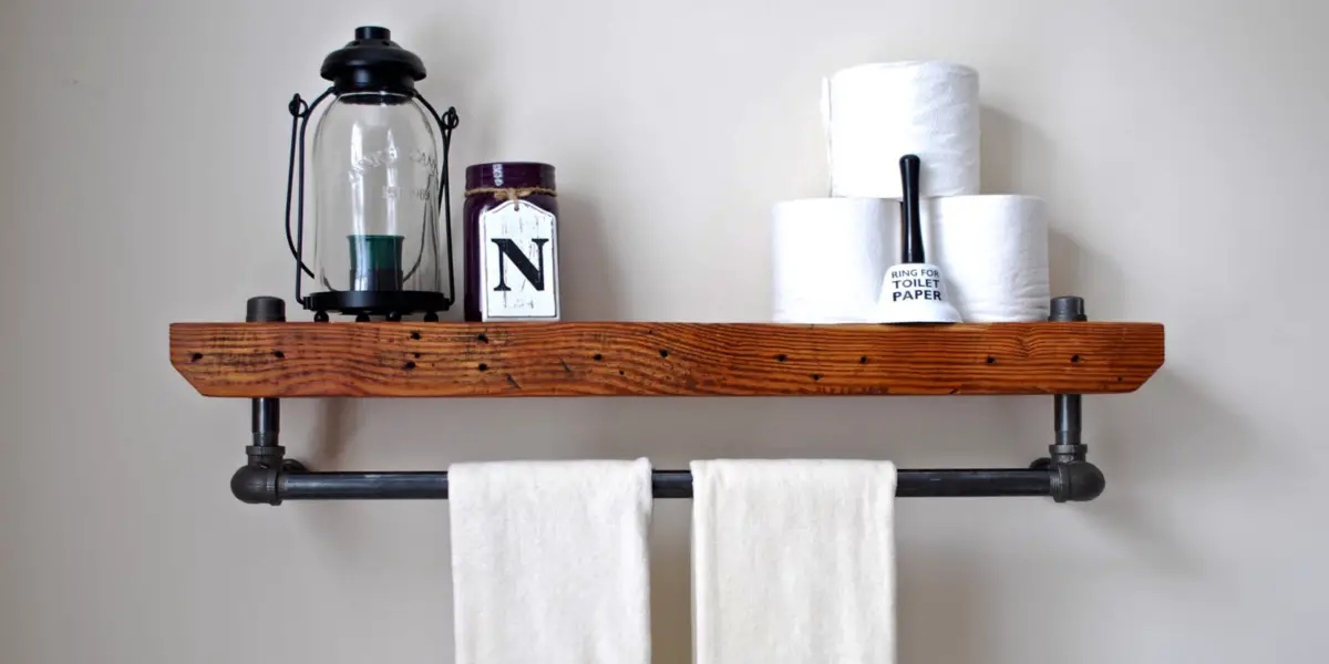 DIY Bathroom shelves ideas - floating pipe shelves