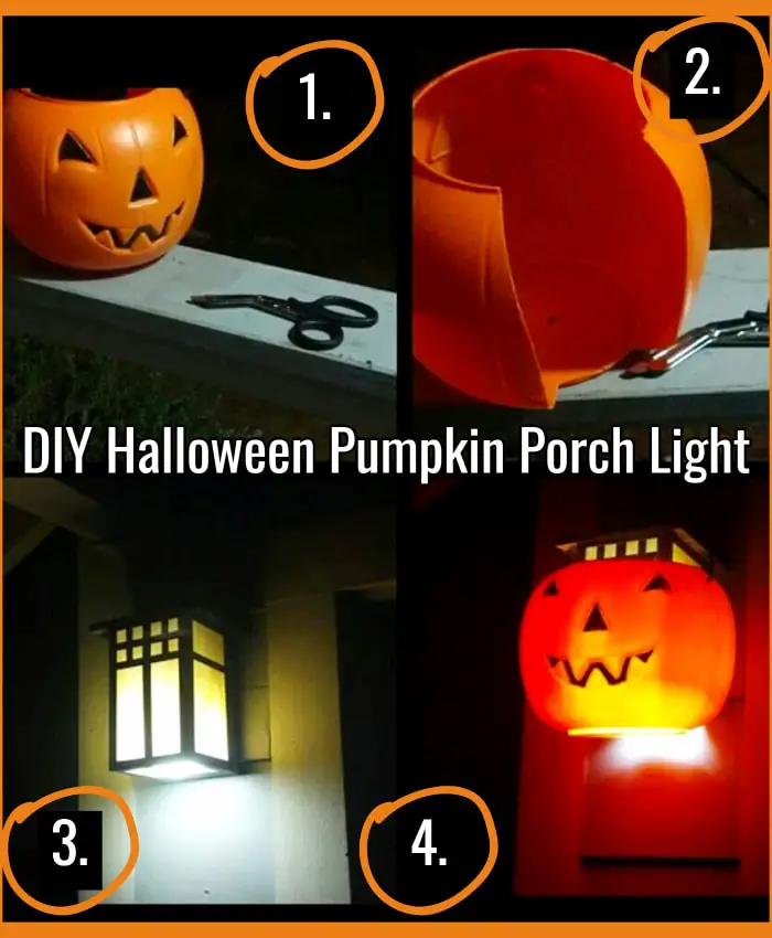 diy halooween pumpkin light for front porch using dollar tree store or walmart plastic pumpkins