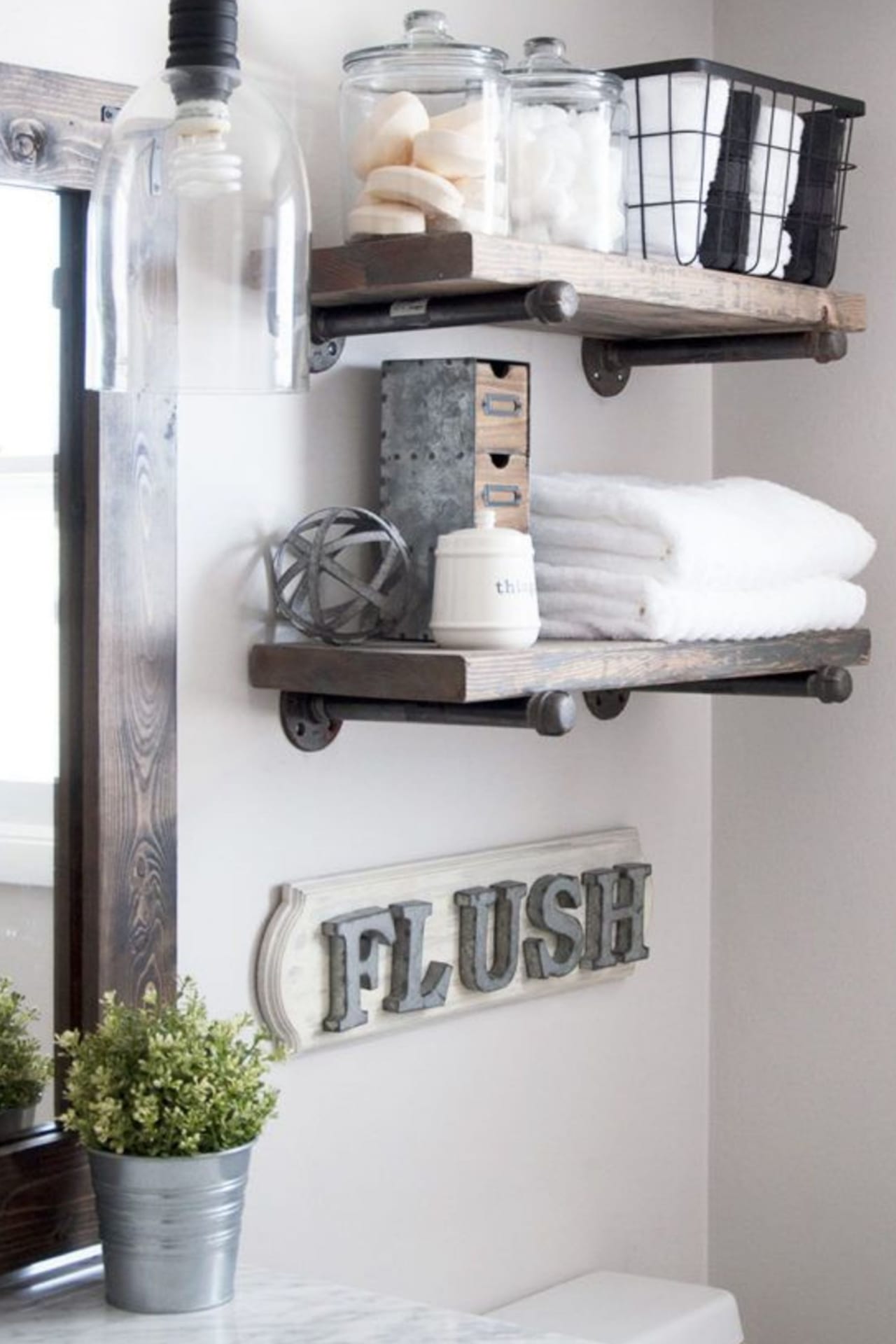 Bathroom shelves ideas - Small Bathroom Shelf Ideas For Creative Bathroom Storage On a Budget - Rustic small bathroom shelves over the toilet