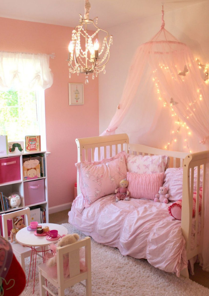 Toddler girl bedroom idea - love the canopy with lights!