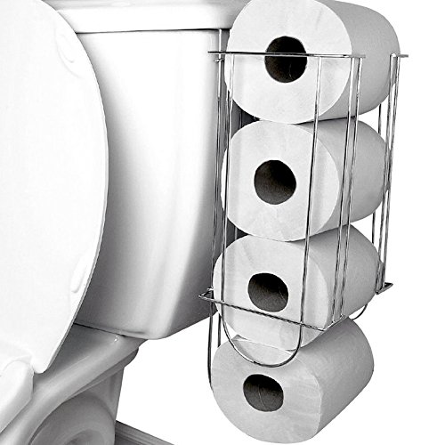 Evelots Side-Of-Tank Toilet Paper Holder Convenient Storage Easy Access-Supports