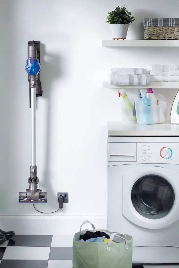 I just LOVE my cordless Dyson vacuum cleaner! AND it sure looks cool hanging on the wall in my laundry room too!