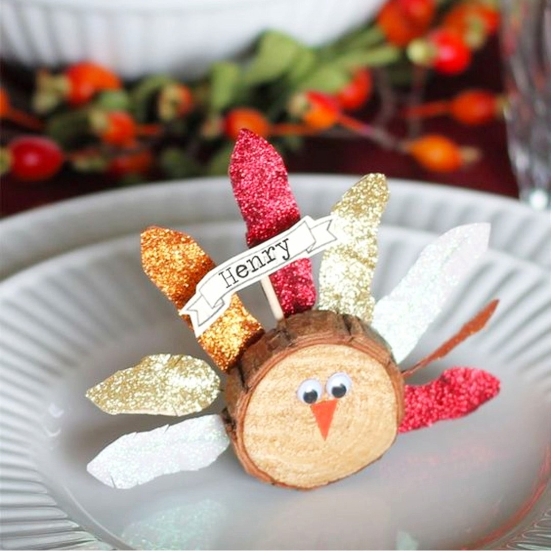 Thanksgiving kids crafts ideas - super cute turkey craft made out of wood and washi tape - Fall Crafts For Kids of All Ages - Fun and Easy Fall Crafts and Craft Projects for Kids to Make