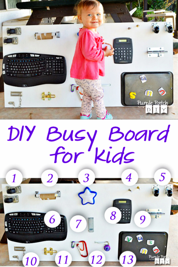 Busy Board Ideas - sensory board and Upcycled Home Decor Projects To Try