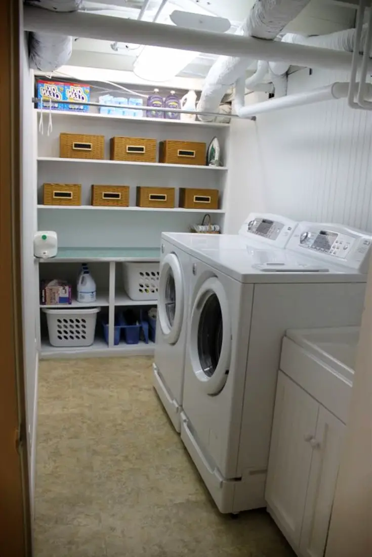 Laundry Nook Ideas - Basement Laundry Rooms - Basement Laundry Area - DIY Basement Laundry Nook