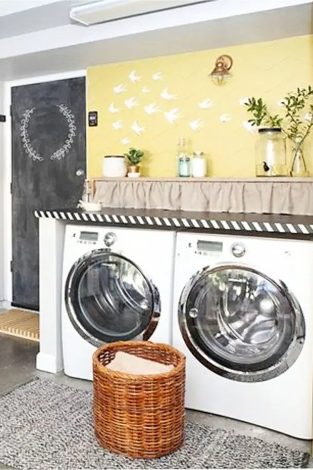 Laundry Nook Ideas With Stacked or Side By Side Washer Dryer (hidden