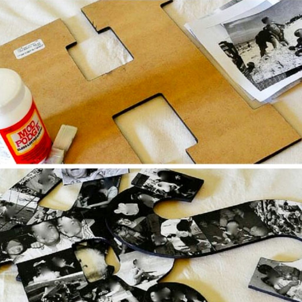 DIY Photo Letters - love all these ideas to make a picture collage on a wood letter